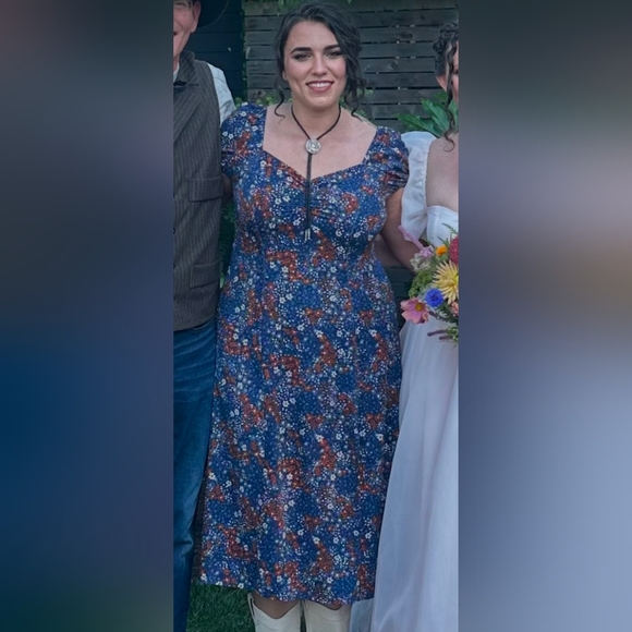 Idyllwind Beth Ditsy Print Puff Sleeve Midi Dress - Picture 5 of 7